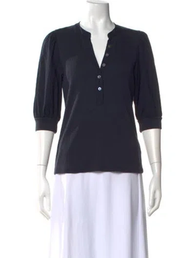 Pre-owned Veronica Beard V-neck Three-quarter Sleeve Polo In Blue