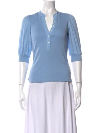 Pre-owned Veronica Beard V-neck Three-quarter Sleeve Polo In Blue
