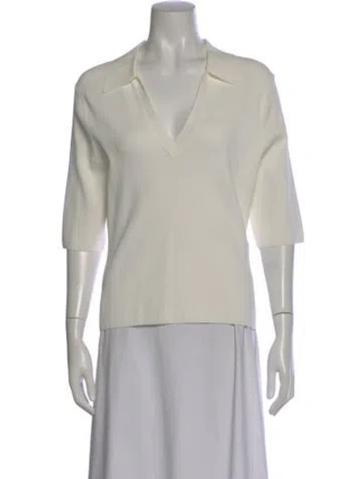 Pre-owned Veronica Beard V-neck Three-quarter Sleeve Polo In Gray