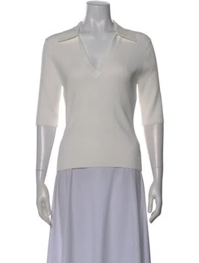 Pre-owned Veronica Beard V-neck Three-quarter Sleeve Polo In Gray