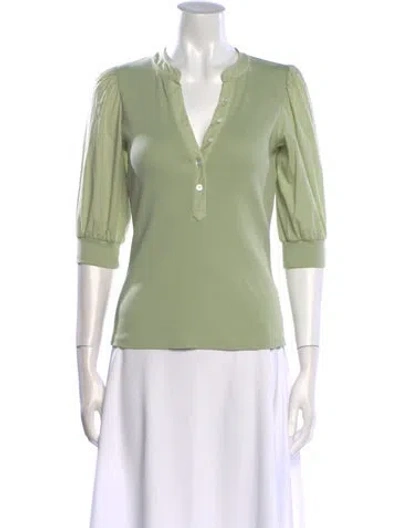 Pre-owned Veronica Beard V-neck Three-quarter Sleeve Polo In Green
