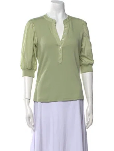 Pre-owned Veronica Beard V-neck Three-quarter Sleeve Polo In Green