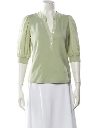Pre-owned Veronica Beard V-neck Three-quarter Sleeve Polo In Green