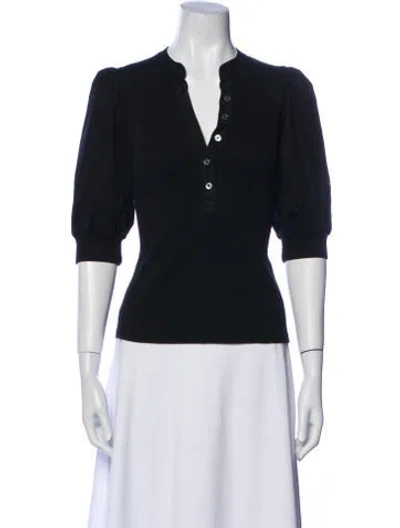 Pre-owned Veronica Beard V-neck Three-quarter Sleeve Polo In Multi