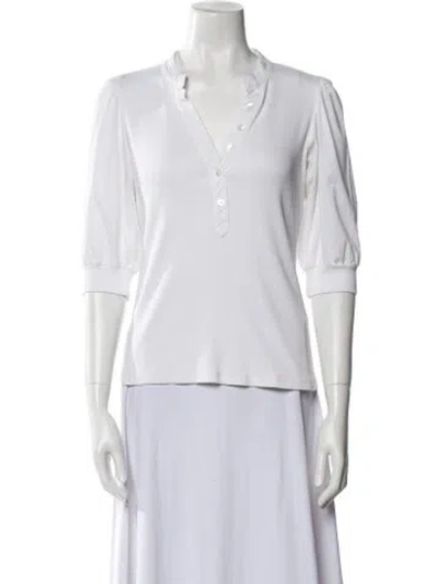 Pre-owned Veronica Beard V-neck Three-quarter Sleeve Polo In Neutral