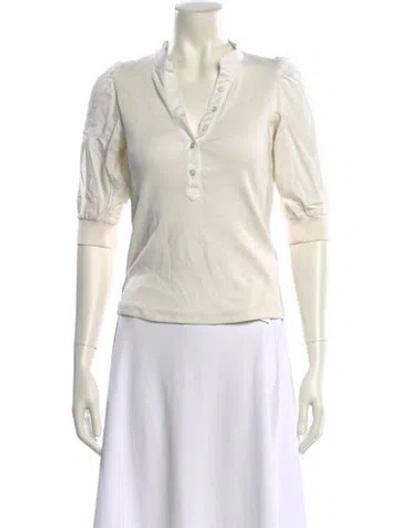 Pre-owned Veronica Beard V-neck Three-quarter Sleeve Polo In Neutral