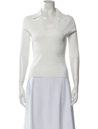 Pre-owned Veronica Beard V-neck Three-quarter Sleeve Polo In Neutral