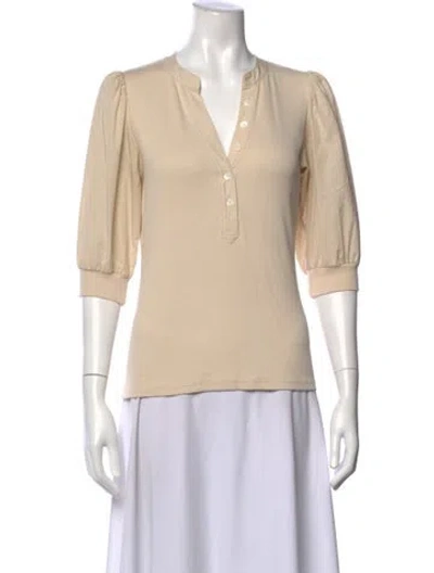 Pre-owned Veronica Beard V-neck Three-quarter Sleeve Polo In Neutral