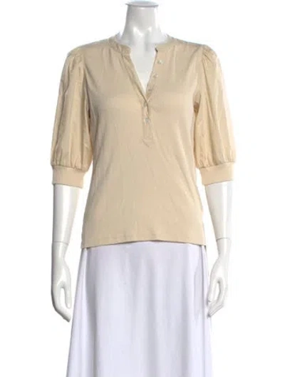 Pre-owned Veronica Beard V-neck Three-quarter Sleeve Polo In Neutral