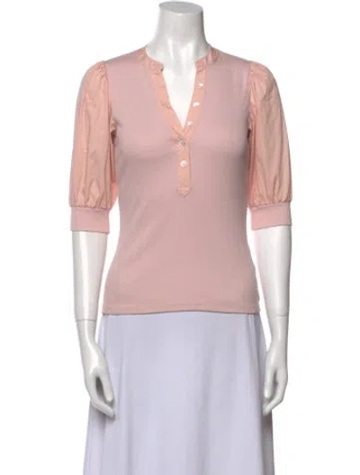 Pre-owned Veronica Beard V-neck Three-quarter Sleeve Polo In Pink