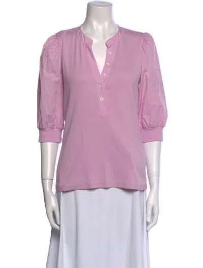 Pre-owned Veronica Beard V-neck Three-quarter Sleeve Polo In Purple