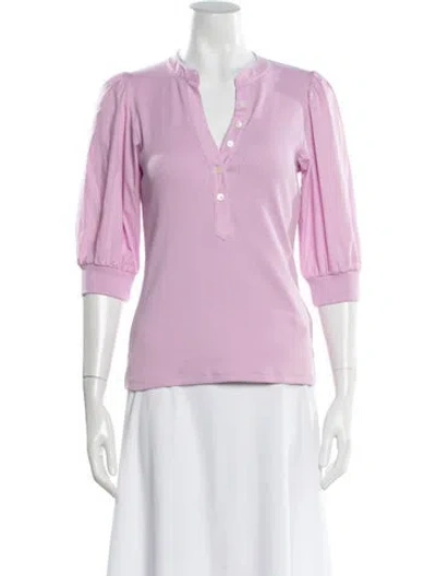 Pre-owned Veronica Beard V-neck Three-quarter Sleeve Polo In Purple