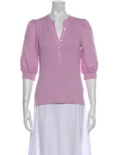 Pre-owned Veronica Beard V-neck Three-quarter Sleeve Polo In Purple