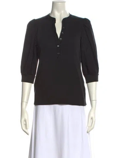 Pre-owned Veronica Beard V-neck Three-quarter Sleeve Polo W/ Tags In Black