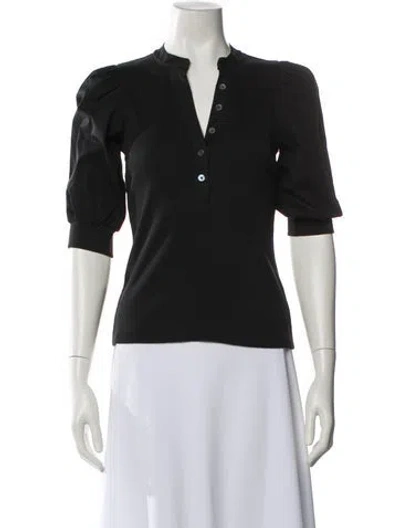 Pre-owned Veronica Beard V-neck Three-quarter Sleeve Polo W/ Tags In Black