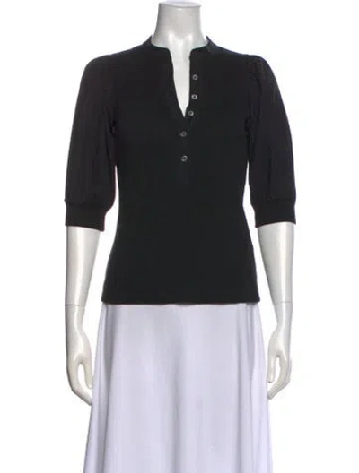 Pre-owned Veronica Beard V-neck Three-quarter Sleeve Polo W/ Tags In Black