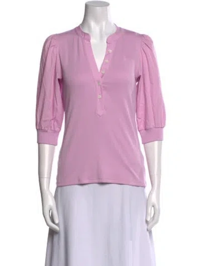 Pre-owned Veronica Beard V-neck Three-quarter Sleeve Polo W/ Tags In Purple