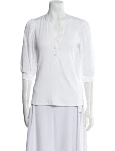 Pre-owned Veronica Beard V-neck Three-quarter Sleeve Polo W/ Tags In White