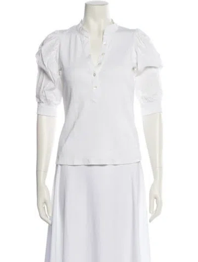 Pre-owned Veronica Beard V-neck Three-quarter Sleeve Polo In White