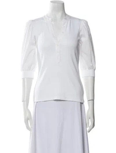 Pre-owned Veronica Beard V-neck Three-quarter Sleeve Polo In White