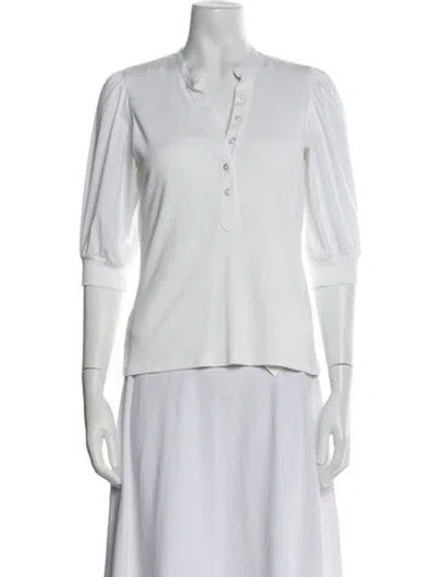 Pre-owned Veronica Beard V-neck Three-quarter Sleeve Polo In White