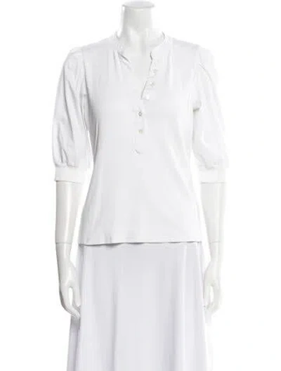 Pre-owned Veronica Beard V-neck Three-quarter Sleeve Polo In White