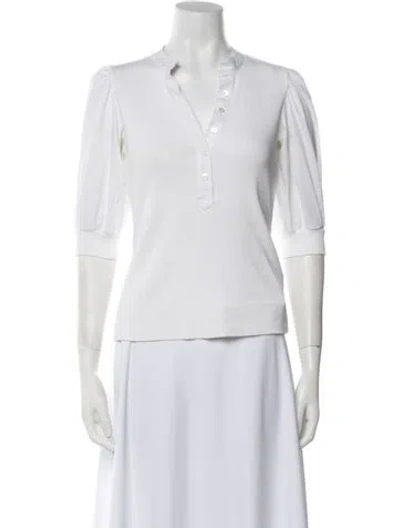 Pre-owned Veronica Beard V-neck Three-quarter Sleeve Polo In White