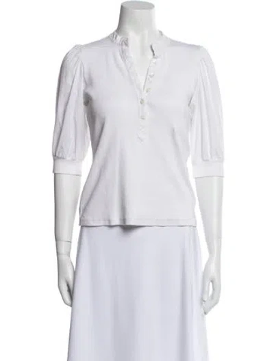 Pre-owned Veronica Beard V-neck Three-quarter Sleeve Polo In White