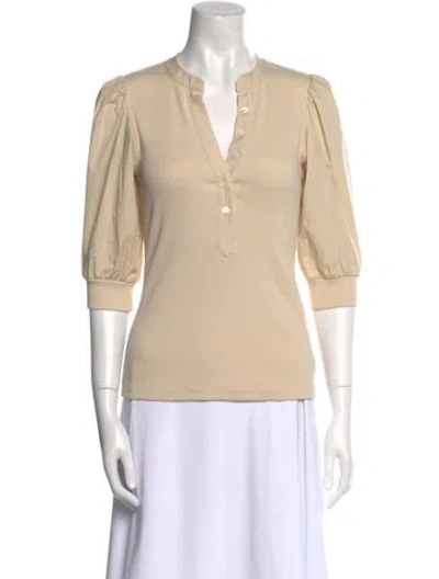 Pre-owned Veronica Beard V-neck Three-quarter Sleeve Polo In White