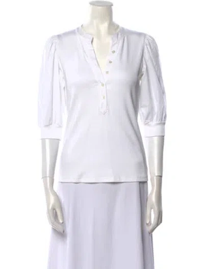 Pre-owned Veronica Beard V-neck Three-quarter Sleeve Polo In White