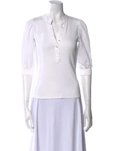 Pre-owned Veronica Beard V-neck Three-quarter Sleeve Polo In White