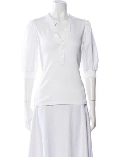 Pre-owned Veronica Beard V-neck Three-quarter Sleeve Polo In White