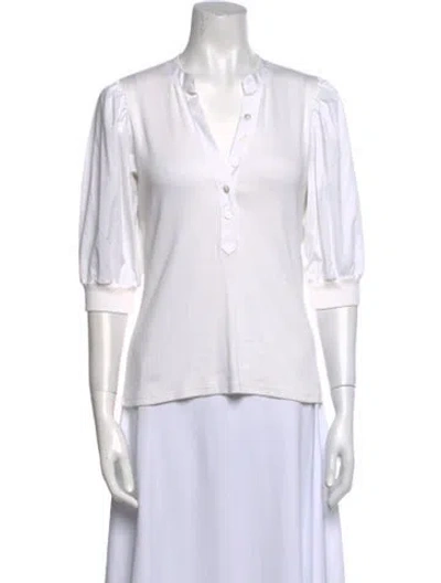 Pre-owned Veronica Beard V-neck Three-quarter Sleeve Polo In White