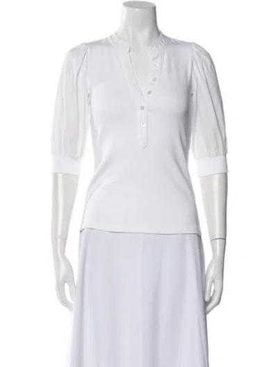 Pre-owned Veronica Beard V-neck Three-quarter Sleeve Polo In White