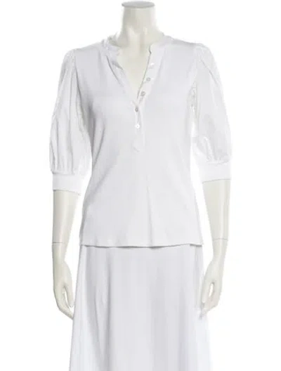 Pre-owned Veronica Beard V-neck Three-quarter Sleeve Polo In White