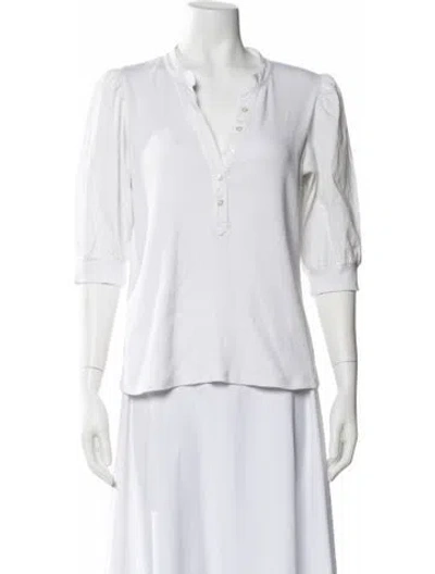 Pre-owned Veronica Beard V-neck Three-quarter Sleeve Polo In White