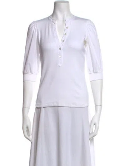 Pre-owned Veronica Beard V-neck Three-quarter Sleeve Polo In White