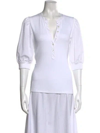 Pre-owned Veronica Beard V-neck Three-quarter Sleeve Polo In White