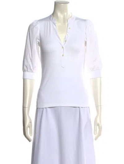Pre-owned Veronica Beard V-neck Three-quarter Sleeve Polo In White