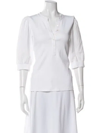 Pre-owned Veronica Beard V-neck Three-quarter Sleeve Polo In White
