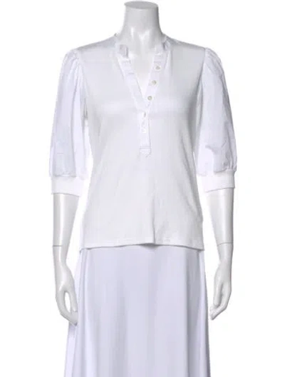 Pre-owned Veronica Beard V-neck Three-quarter Sleeve Polo In White
