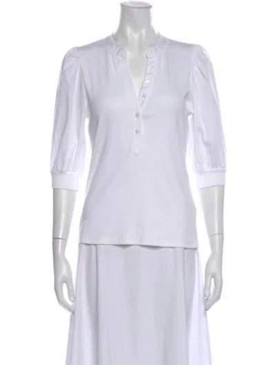 Pre-owned Veronica Beard V-neck Three-quarter Sleeve Polo In White