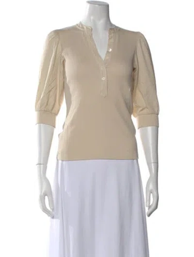 Pre-owned Veronica Beard V-neck Three-quarter Sleeve Polo In White