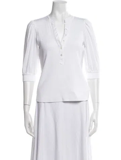 Pre-owned Veronica Beard V-neck Three-quarter Sleeve Polo In White