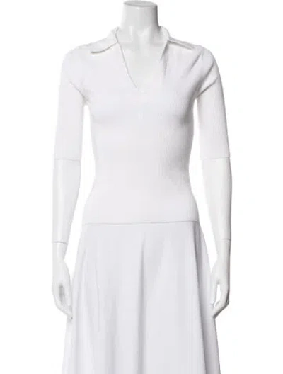 Pre-owned Veronica Beard V-neck Three-quarter Sleeve Polo In White