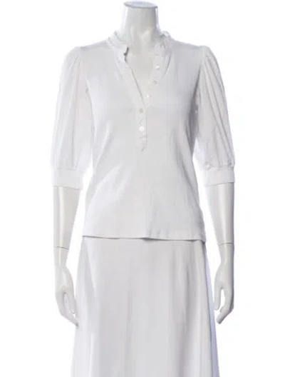 Pre-owned Veronica Beard V-neck Three-quarter Sleeve Polo In White