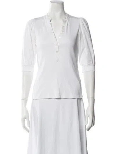 Pre-owned Veronica Beard V-neck Three-quarter Sleeve Polo In White