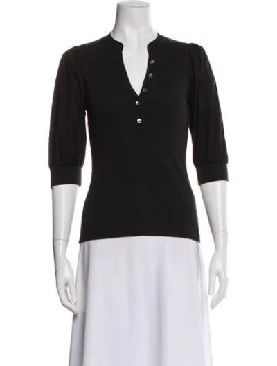 Pre-owned Veronica Beard V-neck Three-quarter Sleeve Top In Black