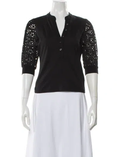 Pre-owned Veronica Beard V-neck Three-quarter Sleeve Top In Black