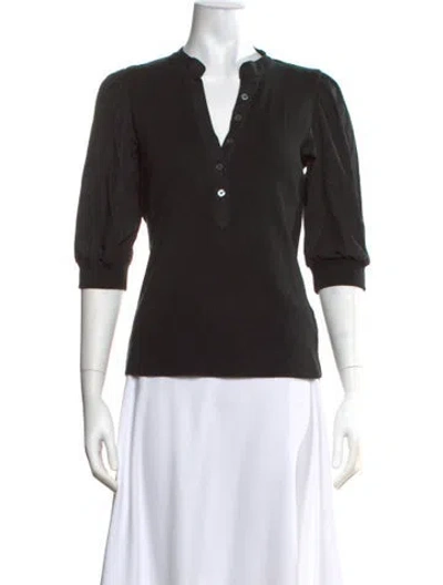 Pre-owned Veronica Beard V-neck Three-quarter Sleeve Top In Black